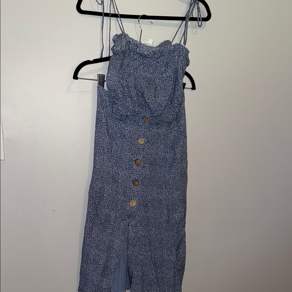 Blue Floral Button-Down Skirt Set